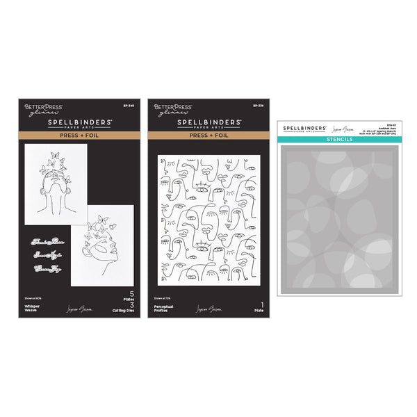 All My Senses Faces Press + Foil Plates and Stencil Bundle by Jaycee Gaspar