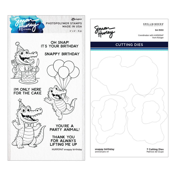 Snappy Birthday Stamp & Die Bundle by Simon Hurley
