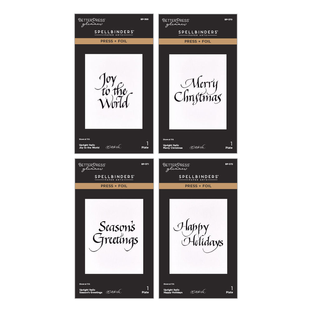 Upright Italic Holiday Sentiments Press + Foil Bundle by Paul Antonio