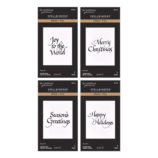 Upright Italic Holiday Sentiments Press + Foil Bundle by Paul Antonio