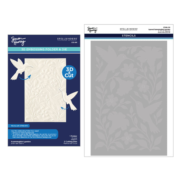 Hummingbird Garden 3D Folder and Stencil Bundle by Simon Hurley
