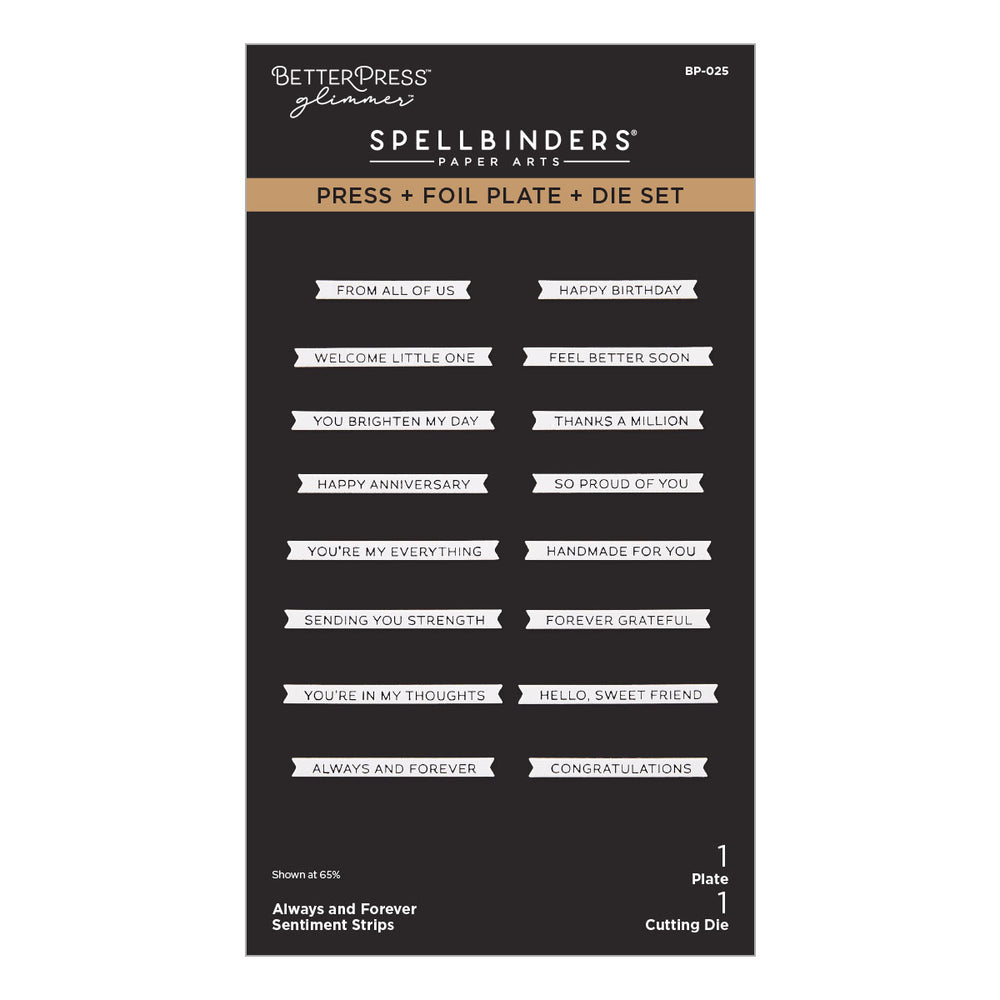 Always and Forever Sentiment Strips Press Plate & Die Set