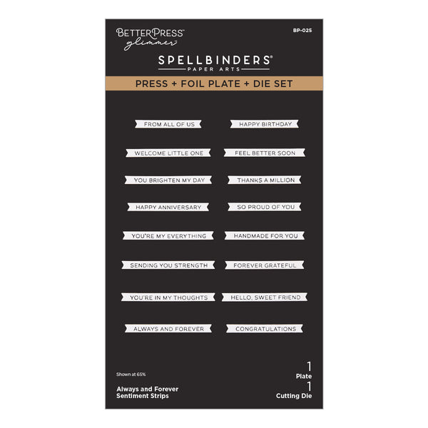 Always and Forever Sentiment Strips Press Plate & Die Set