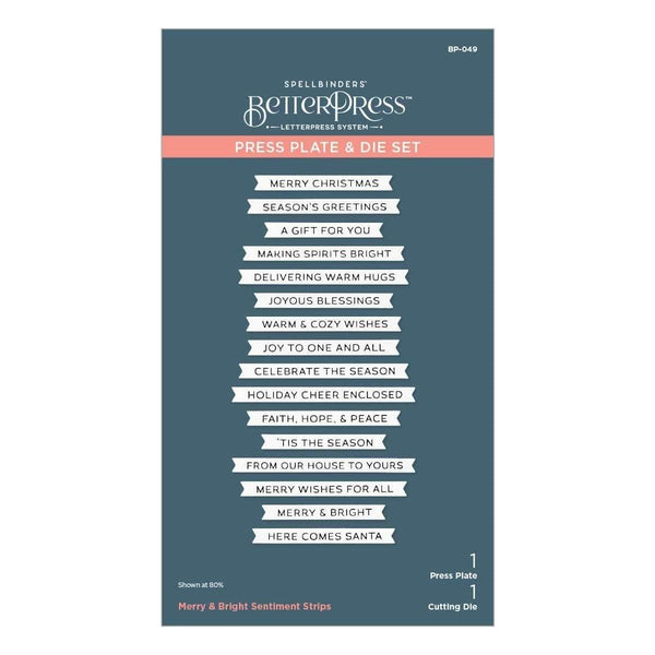 Merry & Bright Sentiment Strips Press Plate & Die Set