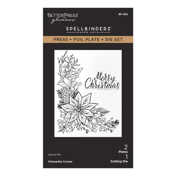 Poinsettia Corner Press + Foil Plate & Die Set