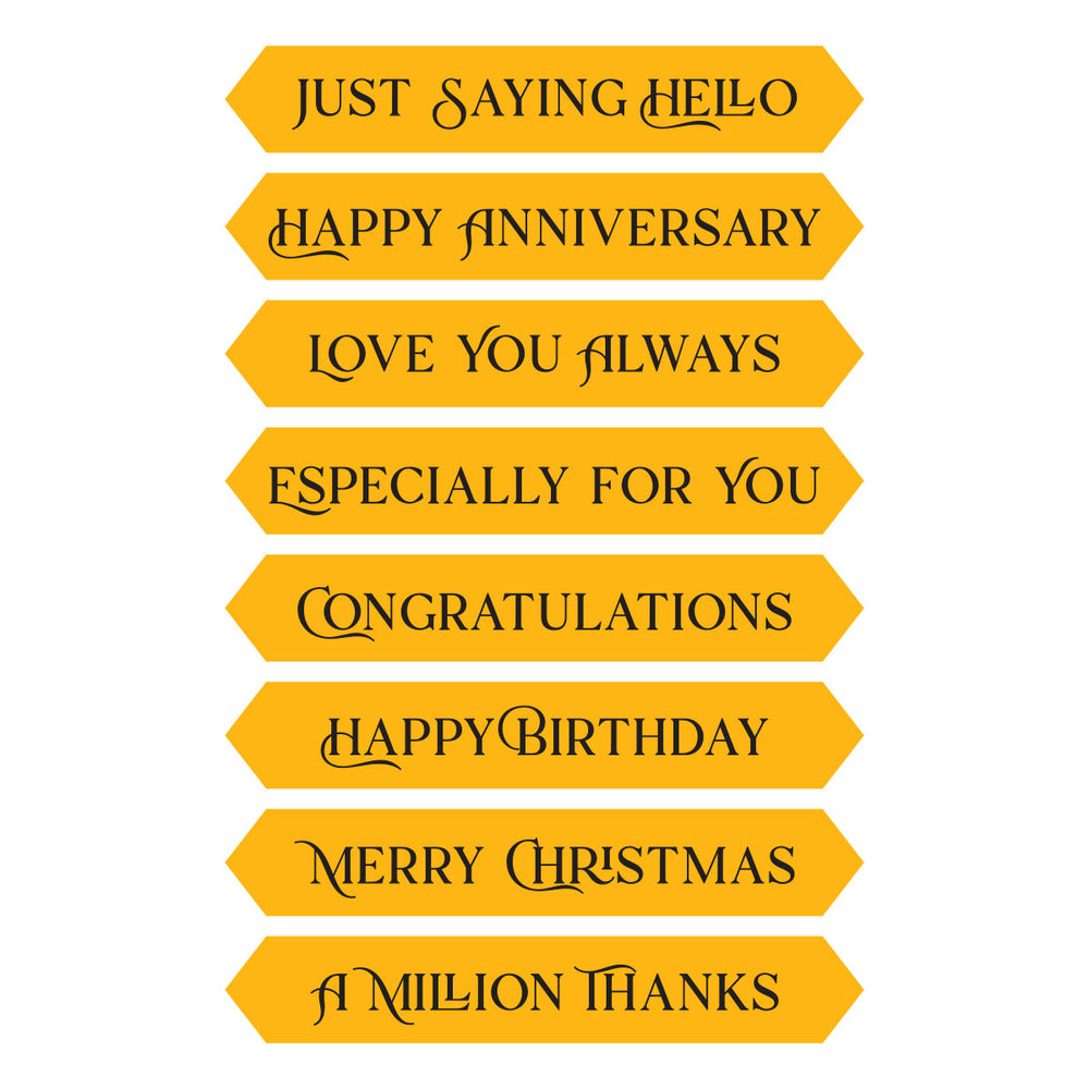 Fancy Sentiment Strips Press + Foil Plate & Die Set