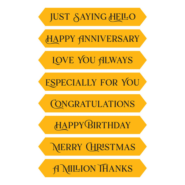 Fancy Sentiment Strips Press + Foil Plate & Die Set