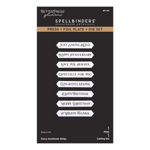 Fancy Sentiment Strips Press + Foil Plate & Die Set