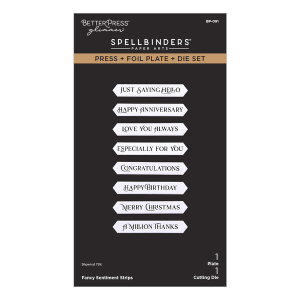 Fancy Sentiment Strips Press + Foil Plate & Die Set