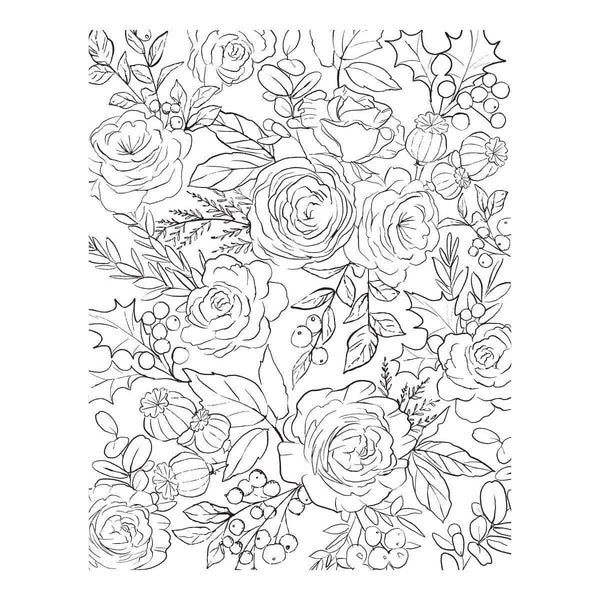Winter Rose Background BetterPress and Stencil Bundle from the Handmade Holidays Collection