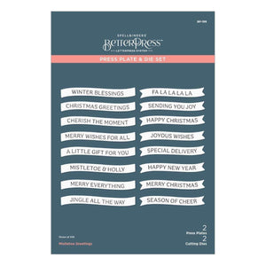 Mistletoe Greetings Press Plate & Die Set