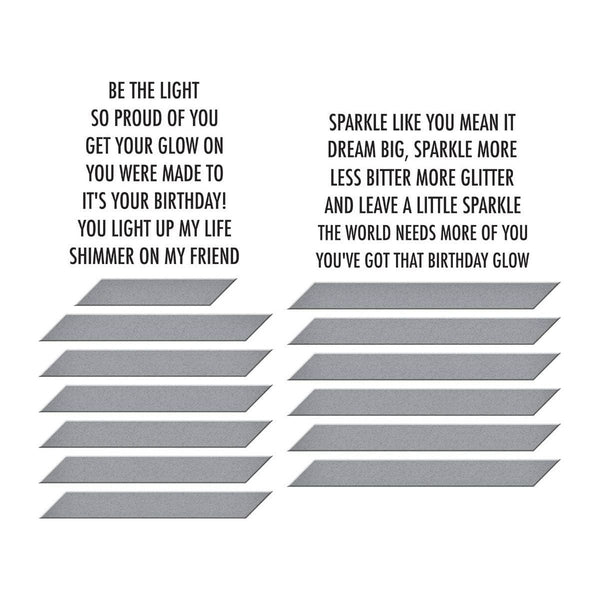 Shine Bright Sentiment Strips Press Plate & Die Set from the Shine Bright Collection by Carissa Wiley