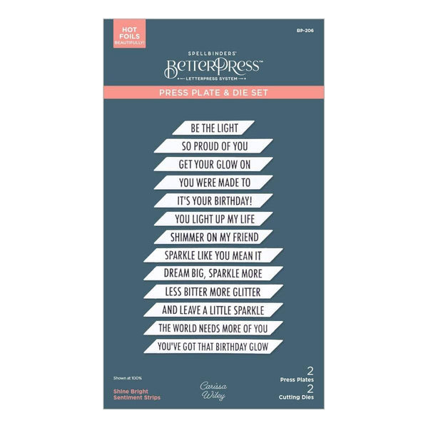 Shine Bright Sentiment Strips Press Plate & Die Set from the Shine Bright Collection by Carissa Wiley
