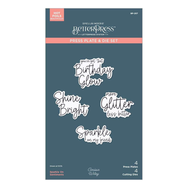 Sparkle On Sentiments Press Plate & Die Set from the Shine Bright Collection by Carissa Wiley