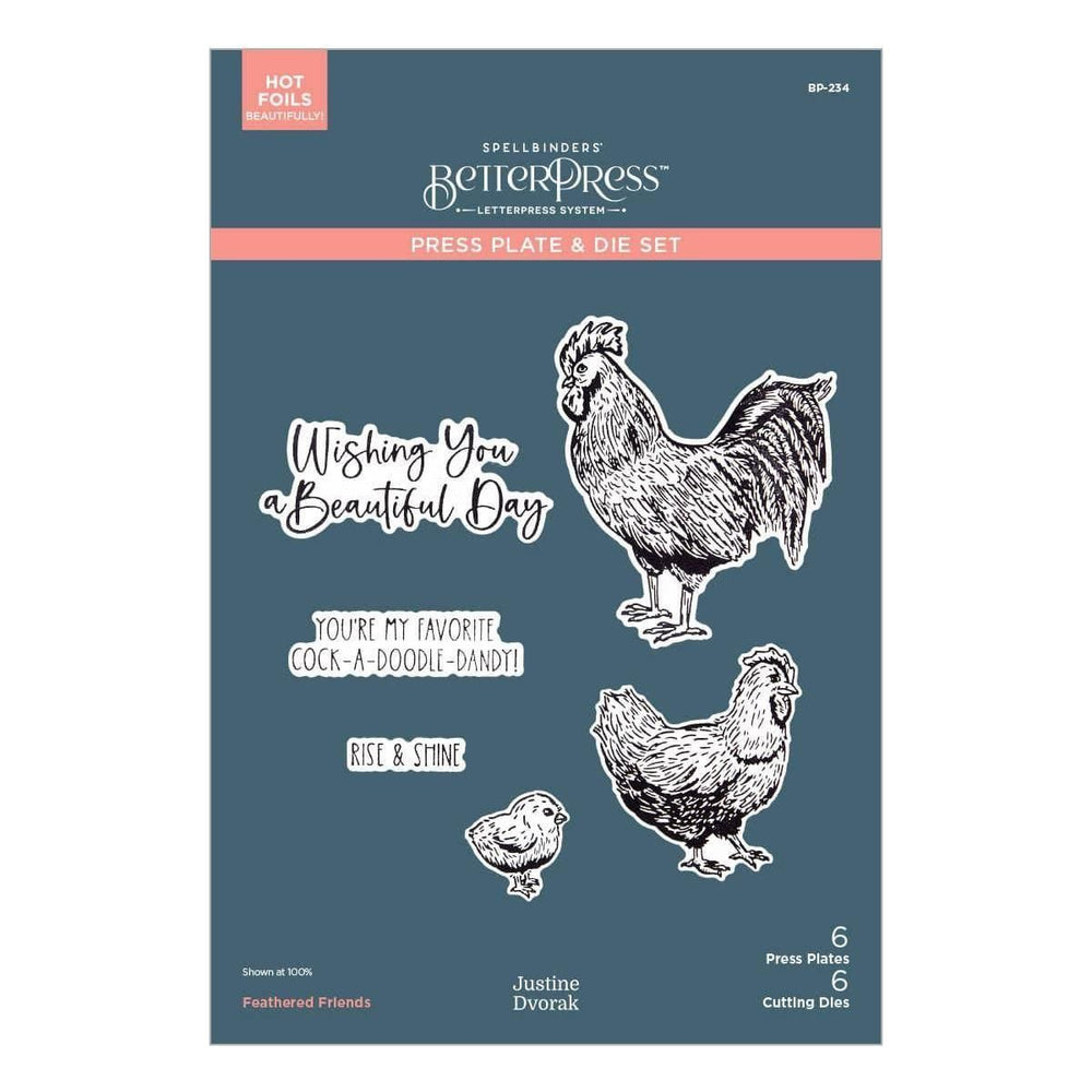 Feathered Friends BetterPress Plate & Die Set from the Justine's Farm Collection by Justine Dvorak