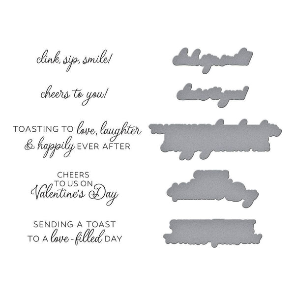 Valentine Happy Hour Sentiments BetterPress Plate & Die Set