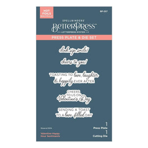Valentine Happy Hour Sentiments BetterPress Plate & Die Set