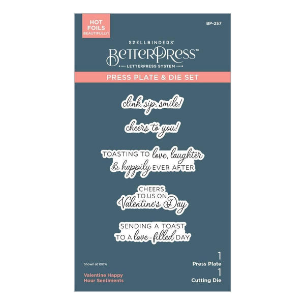 Valentine Happy Hour Sentiments BetterPress Plate & Die Set