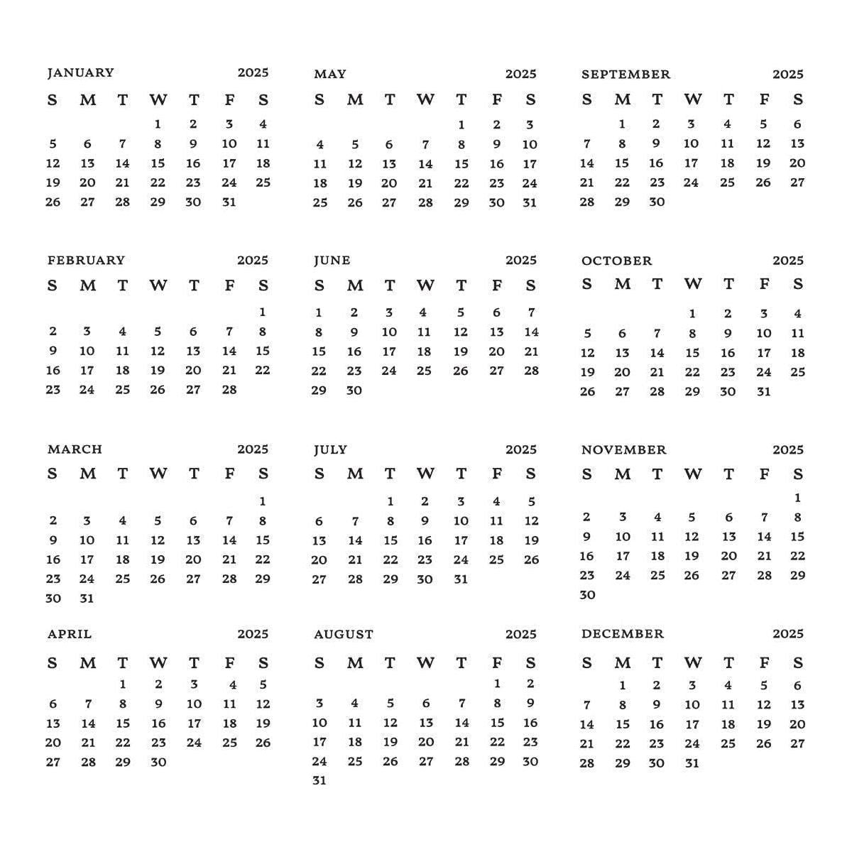 2025 DIY Calendar Press Plates from the Florals Through the Year Collection