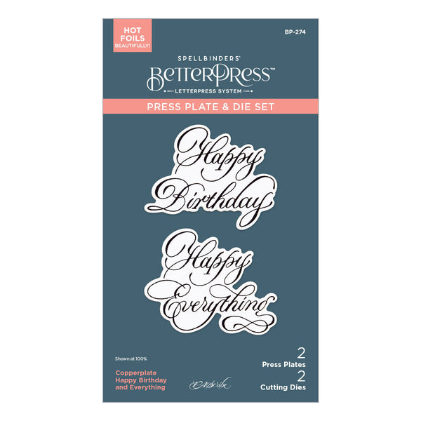Copperplate Happy Birthday and Everything BetterPress Plate & Die Set by Paul Antonio
