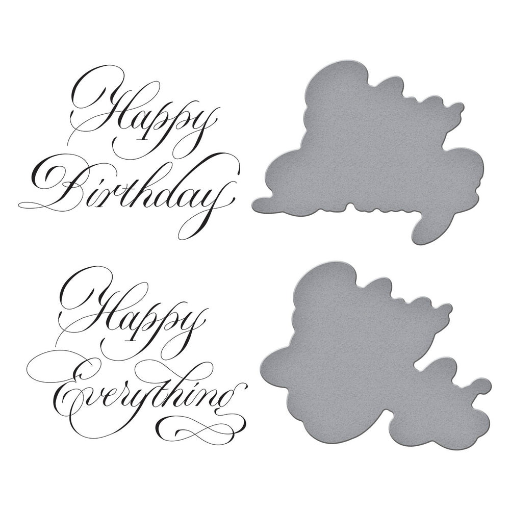 Copperplate Happy Birthday and Everything BetterPress Plate & Die Set by Paul Antonio