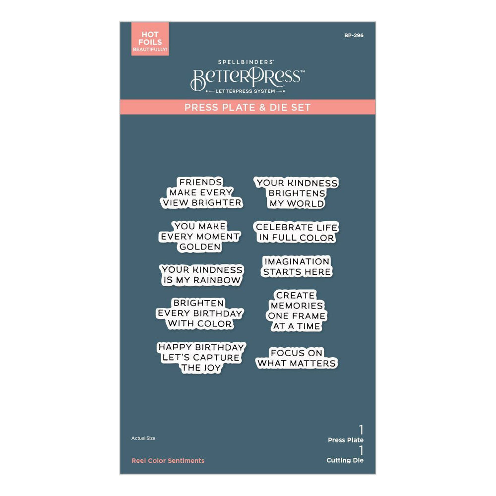 Reel Color Sentiments BetterPress Plate & Die Set from the Take Note Collection