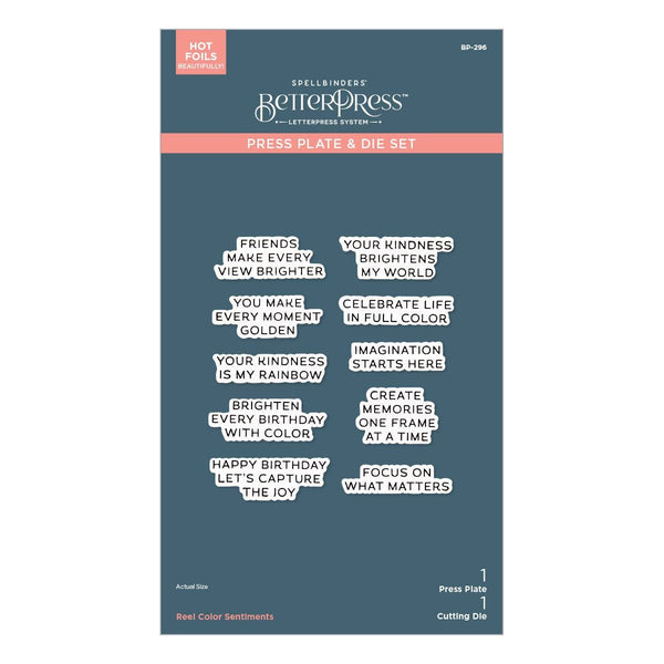 Reel Color Sentiments BetterPress Plate & Die Set from the Take Note Collection