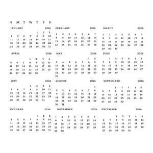 DIY 2026 Calendar BetterPress Plate