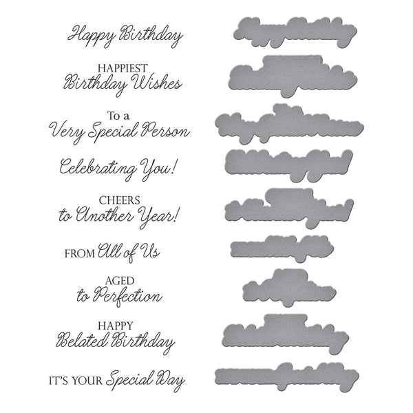 Birthday Wishes Sentiments BetterPress Plate & Die Set by Suzanne Hue