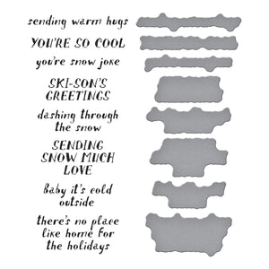 Ski-son's Greetings Sentiments BetterPress Plate & Die Set by Simon Hurley