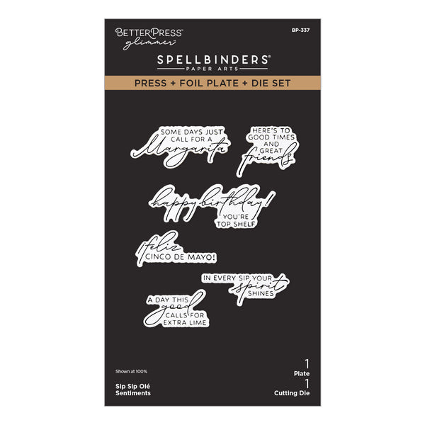 Sip Sip Ole Sentiments BetterPress Plate & Die Set