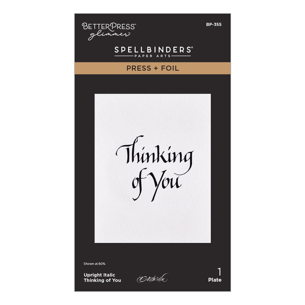 Upright Italic Thinking of You Press + Foil Plate by Paul Antonio