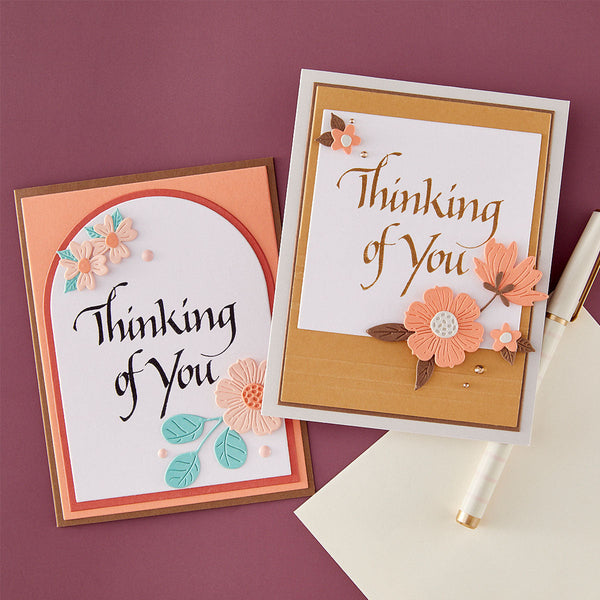 Upright Italic Thinking of You Press + Foil Plate by Paul Antonio