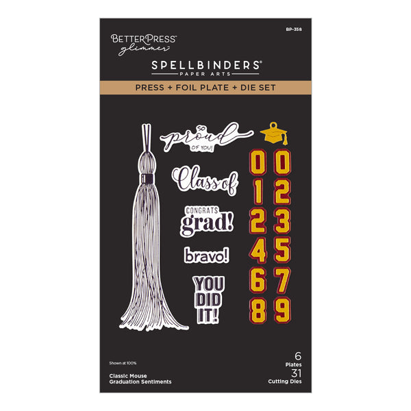 Classic Mouse Graduation Sentiments Press + Foil Plate & Die Set
