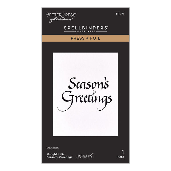 Upright Italic Season's Greetings Press + Foil Plate by Paul Antonio