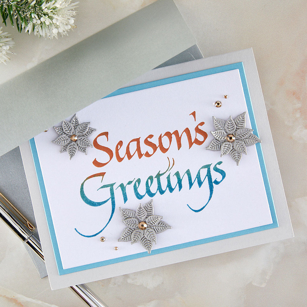 Upright Italic Season's Greetings Press + Foil Plate by Paul Antonio
