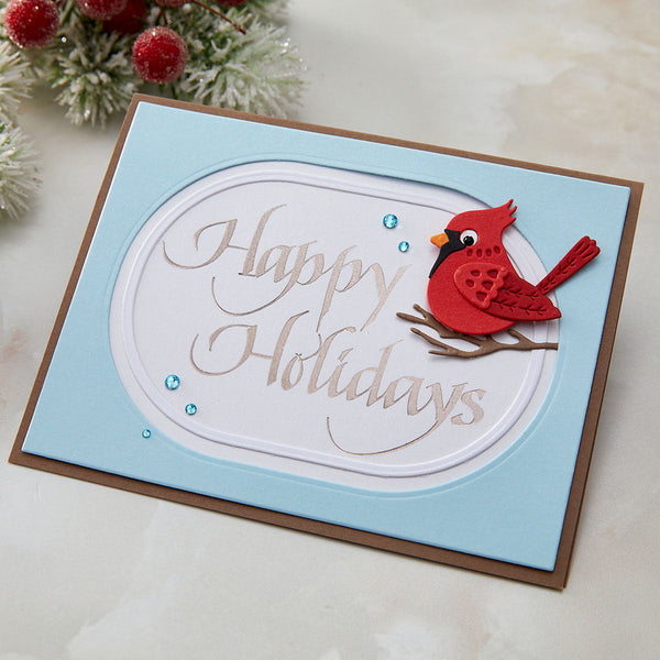 Upright Italic Happy Holidays Press + Foil Plate by Paul Antonio