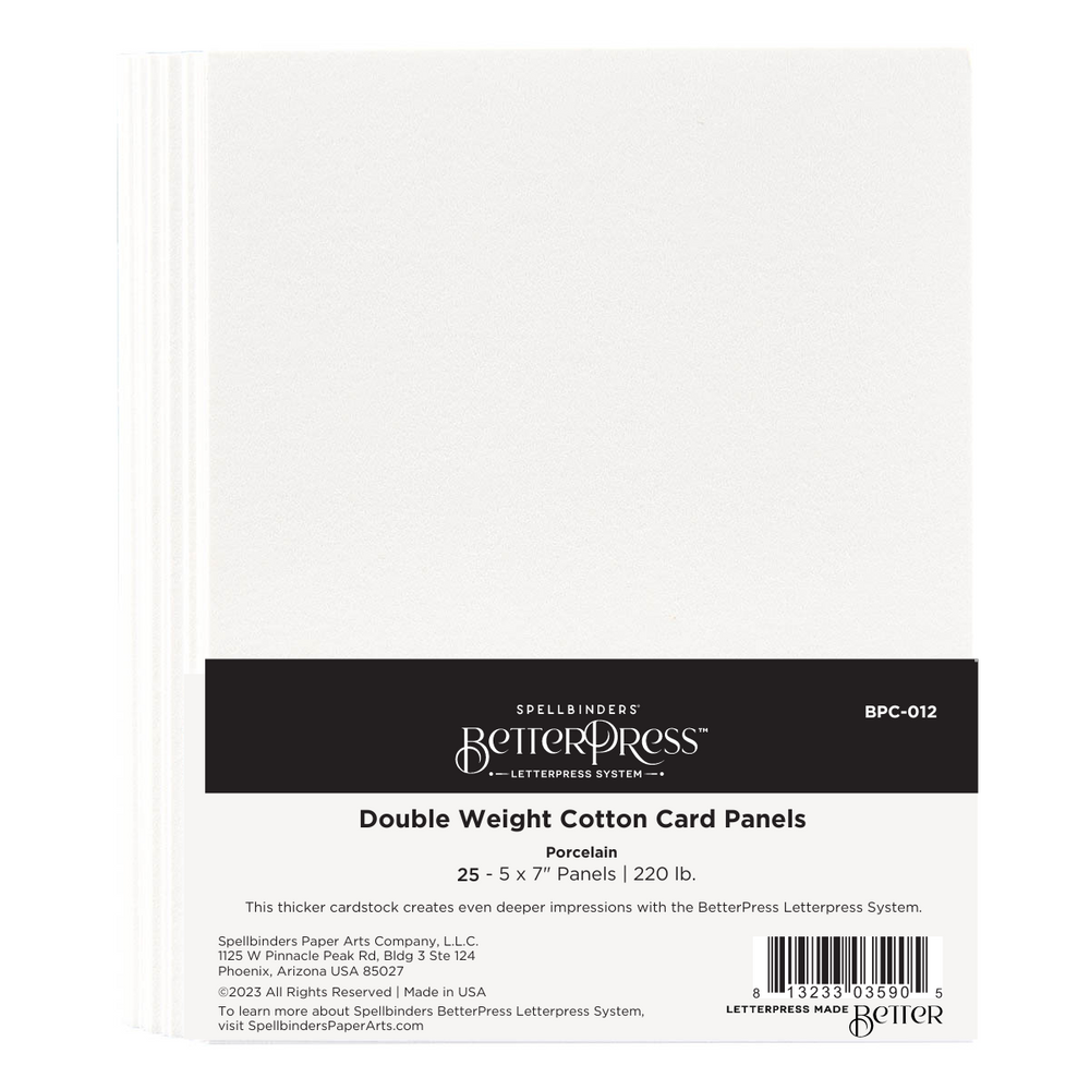 Porcelain Double Weight BetterPress A7 Cotton Card Panels  - 25 Pack