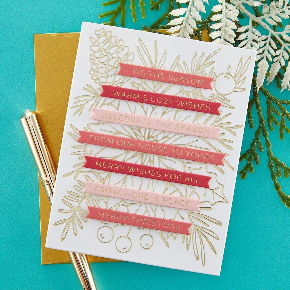 Merry & Bright Sentiment Strips Press Plate & Die Set