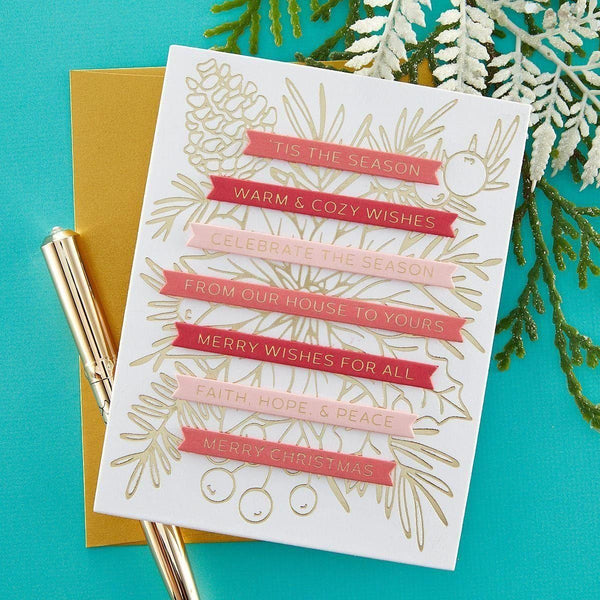 Merry & Bright Sentiment Strips Press Plate & Die Set