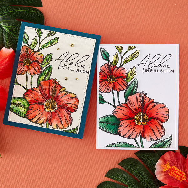 Hibiscus Bloom Press and Foil Plate of the Month - card project 4