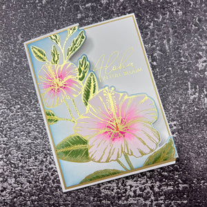 Hibiscus Bloom Press and Foil Plate of the Month - card project 5