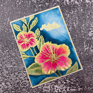 Hibiscus Bloom Press and Foil Plate of the Month - card project 6