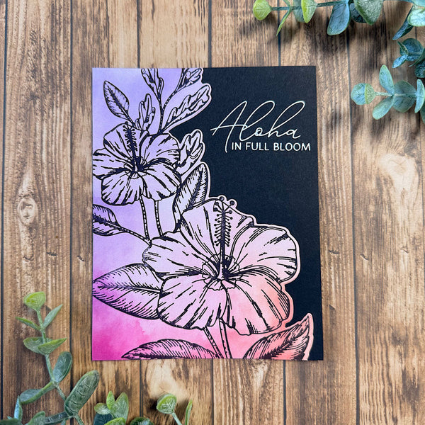 Hibiscus Bloom Press and Foil Plate of the Month - card project 8