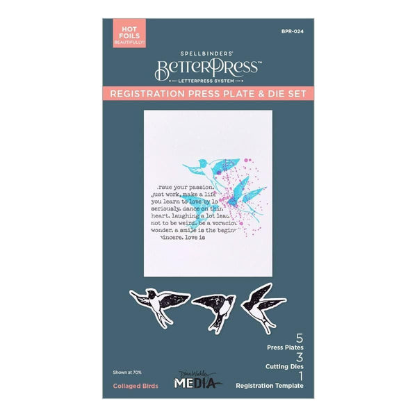 Collaged Birds BetterPress Plates & Die Set by Dina Wakley
