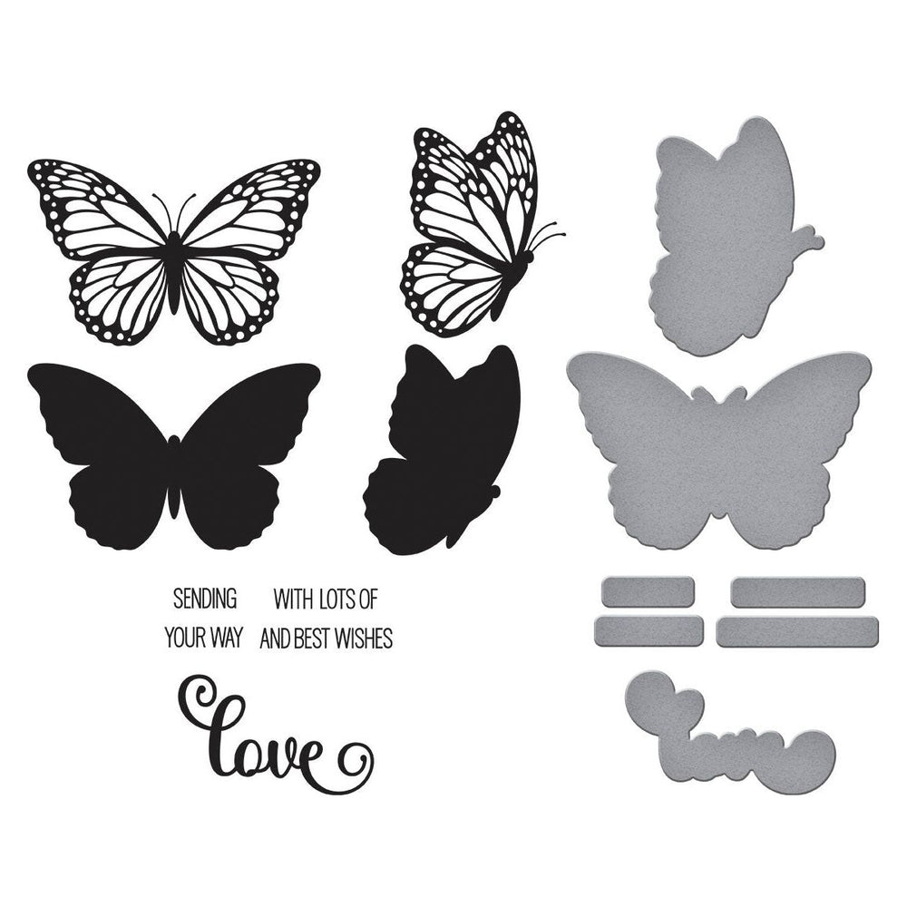 Butterfly Silhouettes Registration Press Plate & Die Set by Lisa Horton