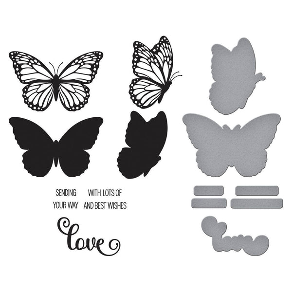 Butterfly Silhouettes Registration Press Plate & Die Set by Lisa Horton