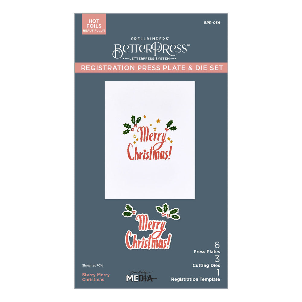 Starry Merry Christmas Registration Press Plate & Die Set by Dina Wakley