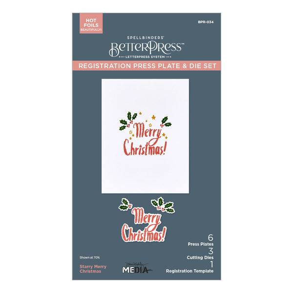 Starry Merry Christmas Registration Press Plate & Die Set by Dina Wakley