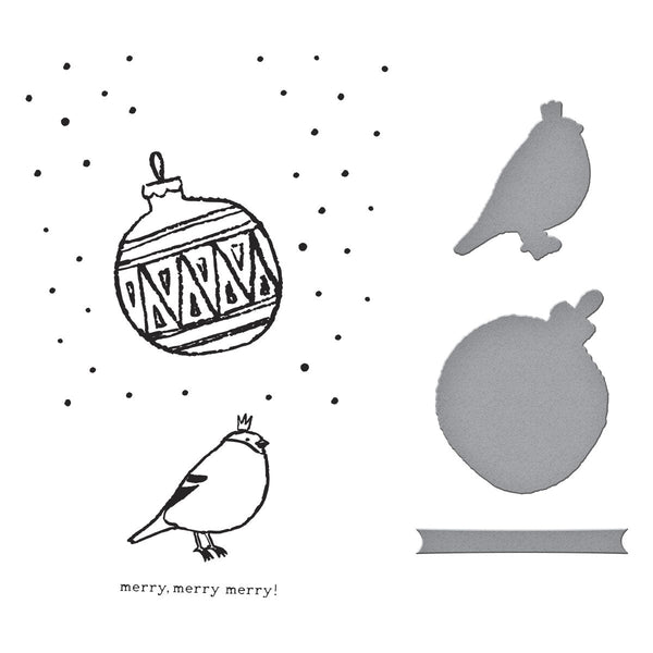 Merry, Merry, Merry Bird Registration Press Plate & Die Set by Dina Wakley